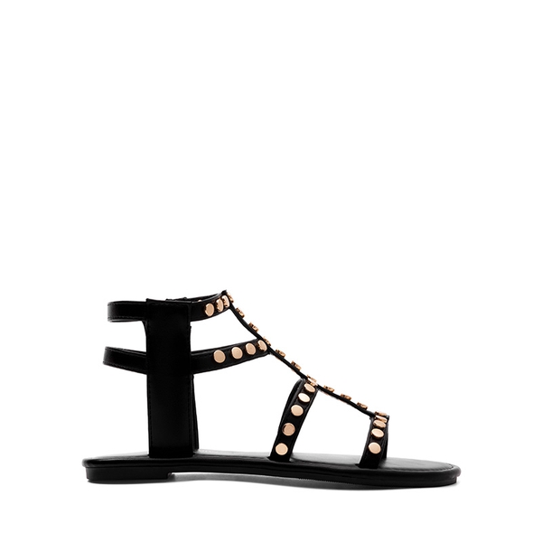 Studded Gladiator Sandals - BLACK - 3